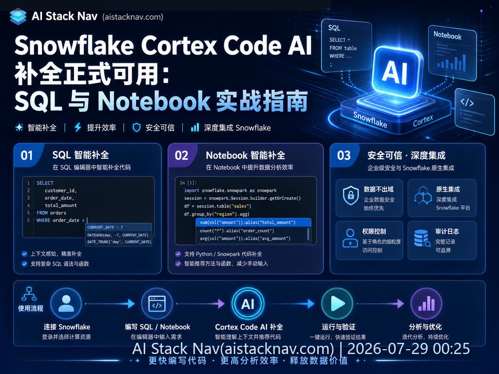 Snowflake Cortex Code AI 补全功能科技感封面