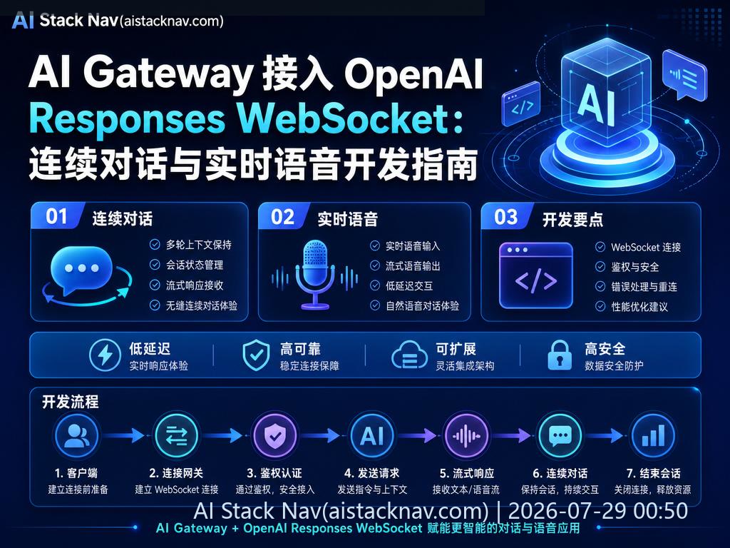 AI Gateway WebSocket 实时语音与连续对话示意图