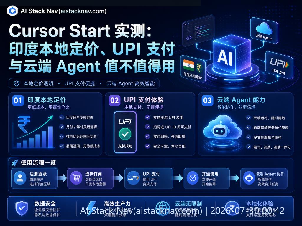 Cursor Start 印度本地定价与云端 Agent 科技感封面