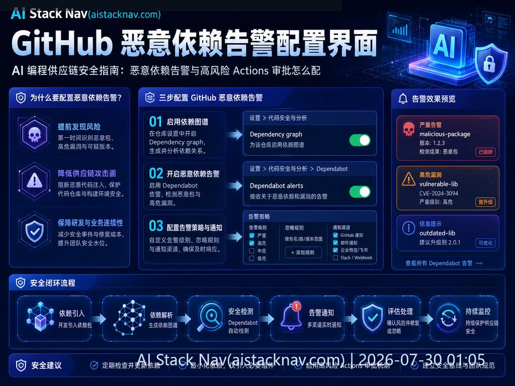 GitHub 恶意依赖告警配置界面