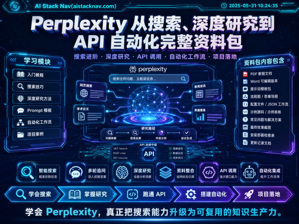 Perplexity 从搜索、深度研究到 API 自动化完整资料包