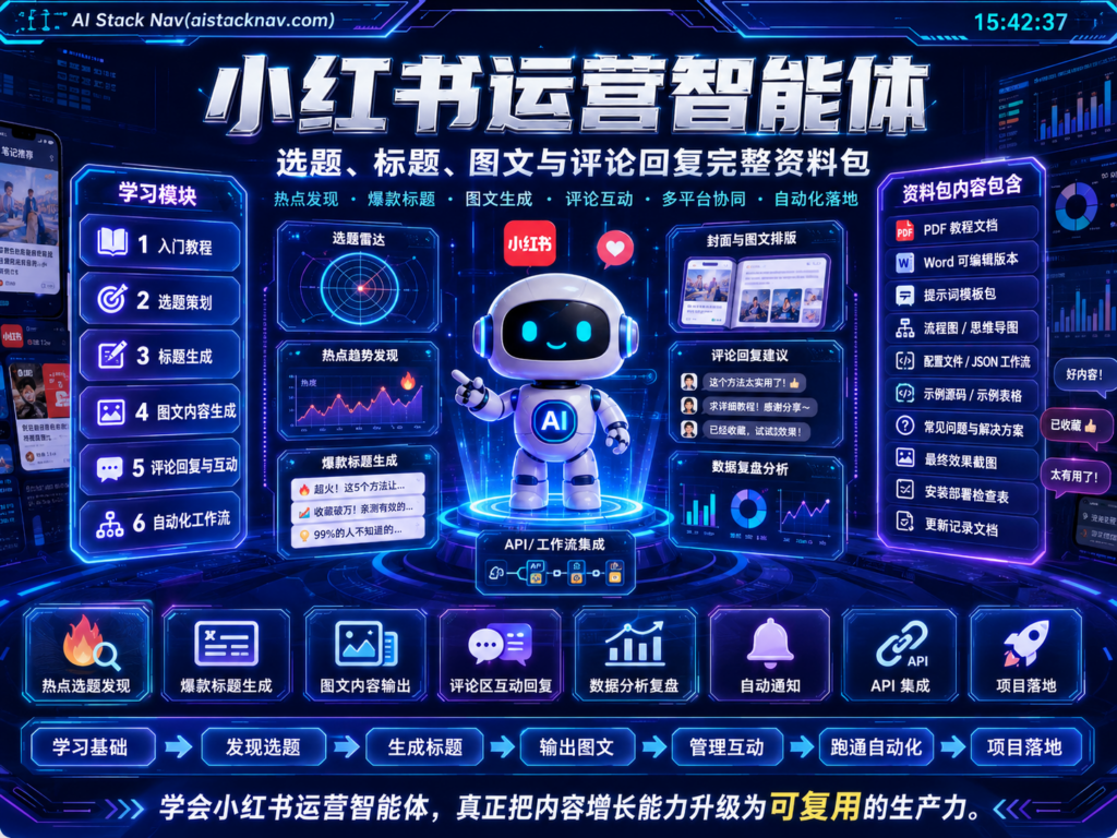 小红书运营智能体：选题、标题、图文与评论回复完整资料包