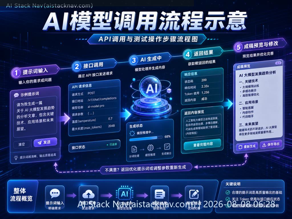 AI模型调用流程示意图