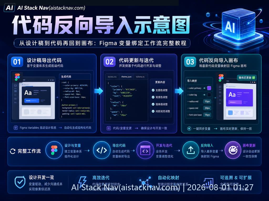 从设计稿到代码再回到画布：Figma 变量绑定工作流完整教程 科技感课程封面海报配图 2