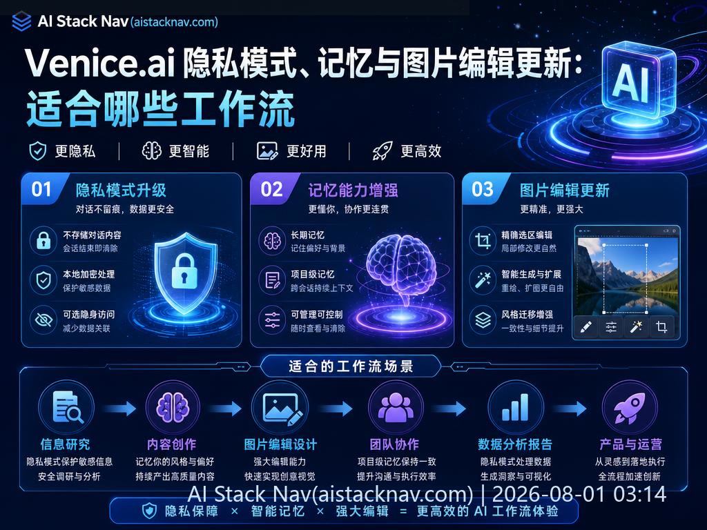 Venice.ai 功能更新科技感封面图