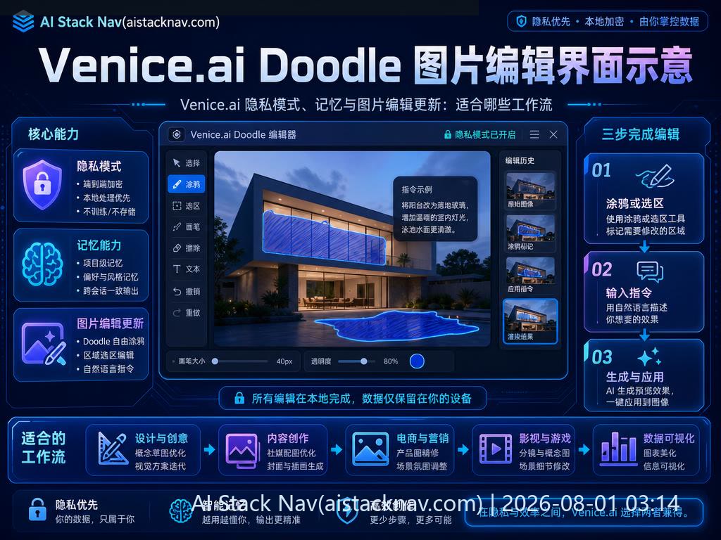 Venice.ai Doodle 图片编辑界面示意