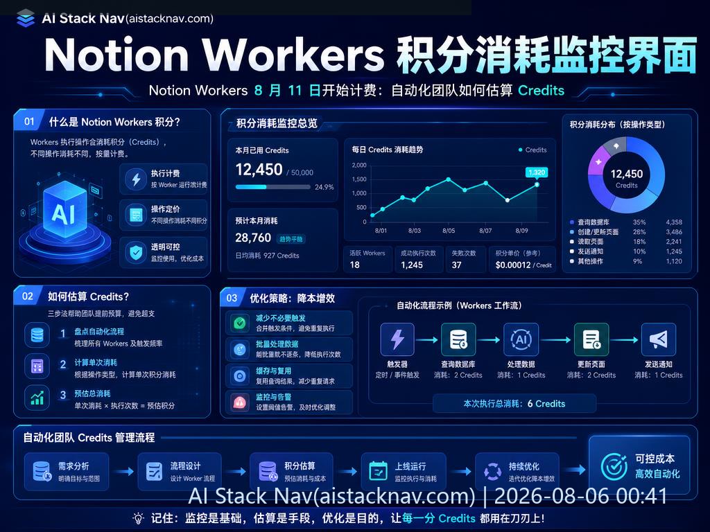 Notion Workers 积分消耗监控界面