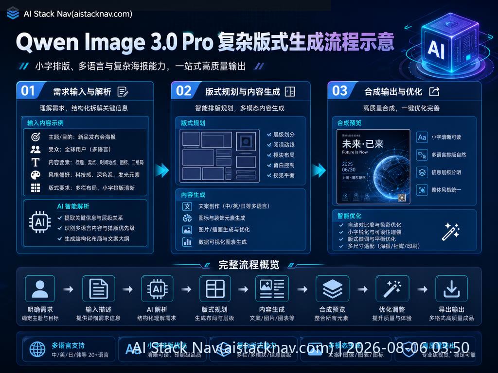 Qwen Image 3.0 Pro复杂版式生成流程示意