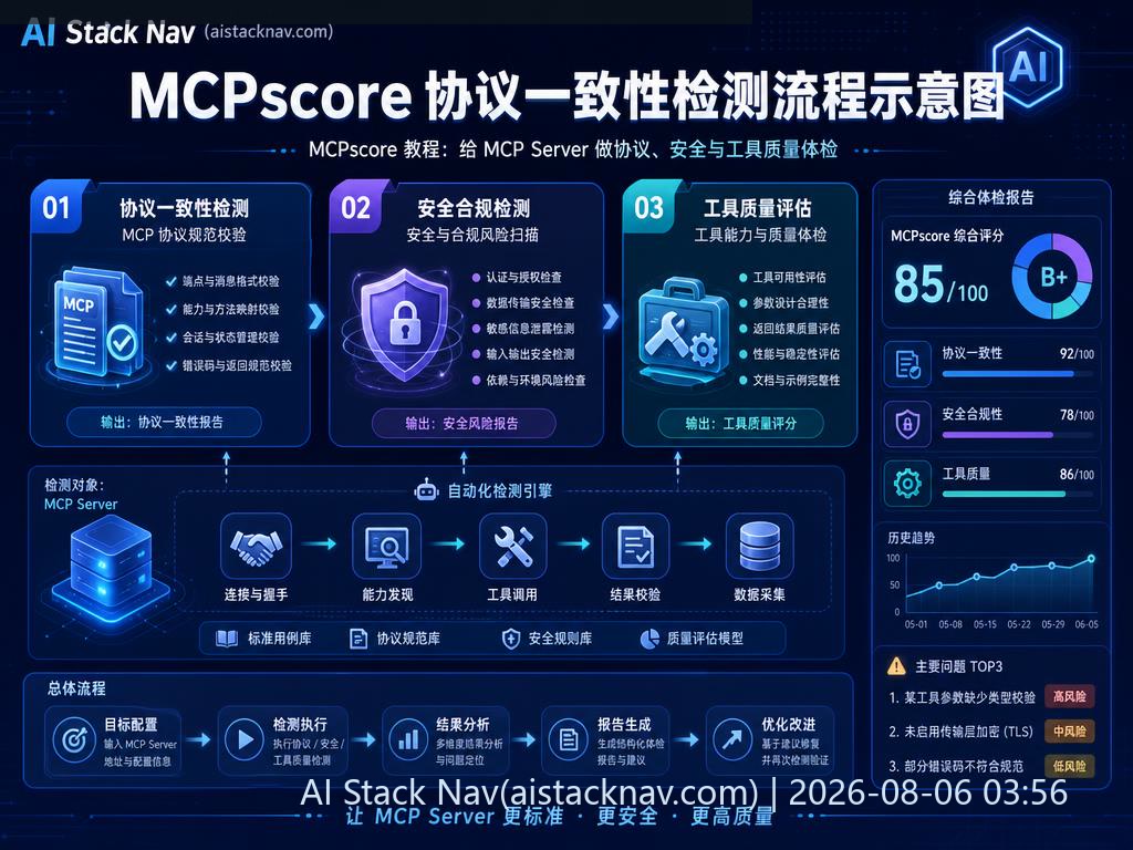 MCPscore 协议一致性检测流程示意图