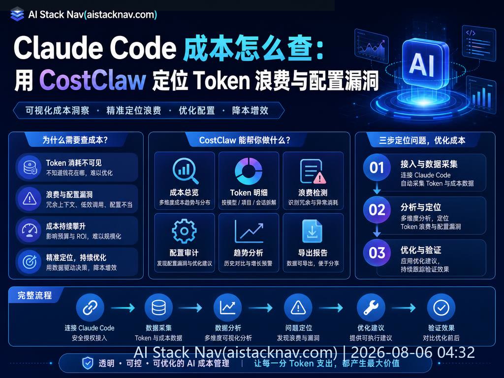 Claude Code 成本监控与优化工具 CostClaw 科技感封面