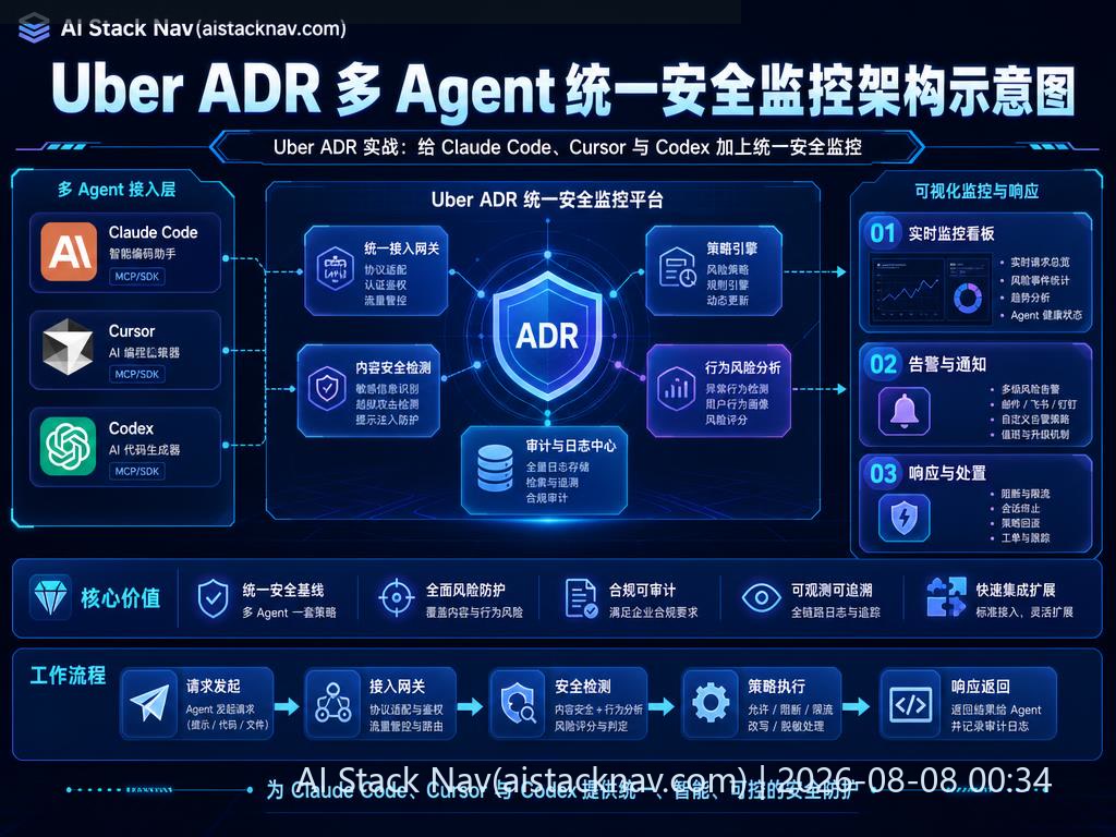 Uber ADR 多 Agent 统一安全监控架构示意图