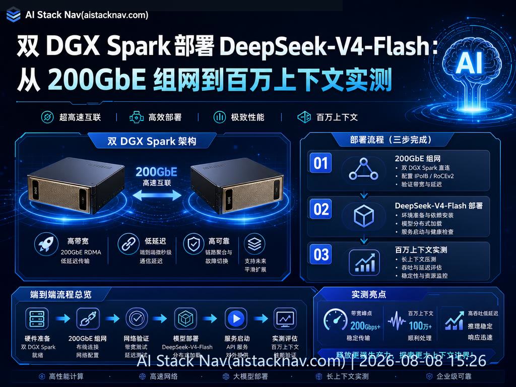 双 DGX Spark 部署 DeepSeek-V4-Flash 科技感封面
