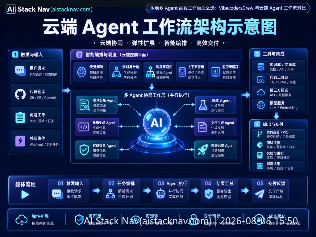 云端 Agent 工作流架构示意图