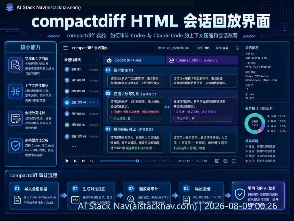 compactdiff HTML 会话回放界面示意图