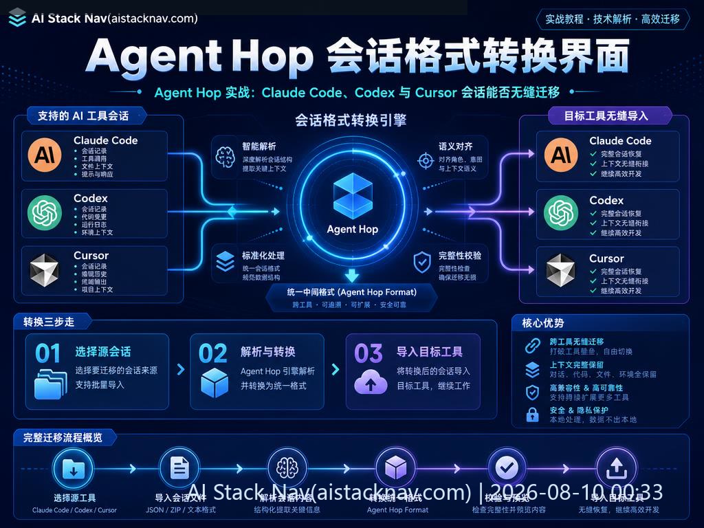 Agent Hop 实战：Claude Code、Codex 与 Cursor 会话能否无缝迁移 科技感课程封面海报配图 2