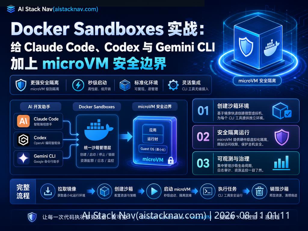 Docker Sandboxes 安全隔离微虚拟机示意图