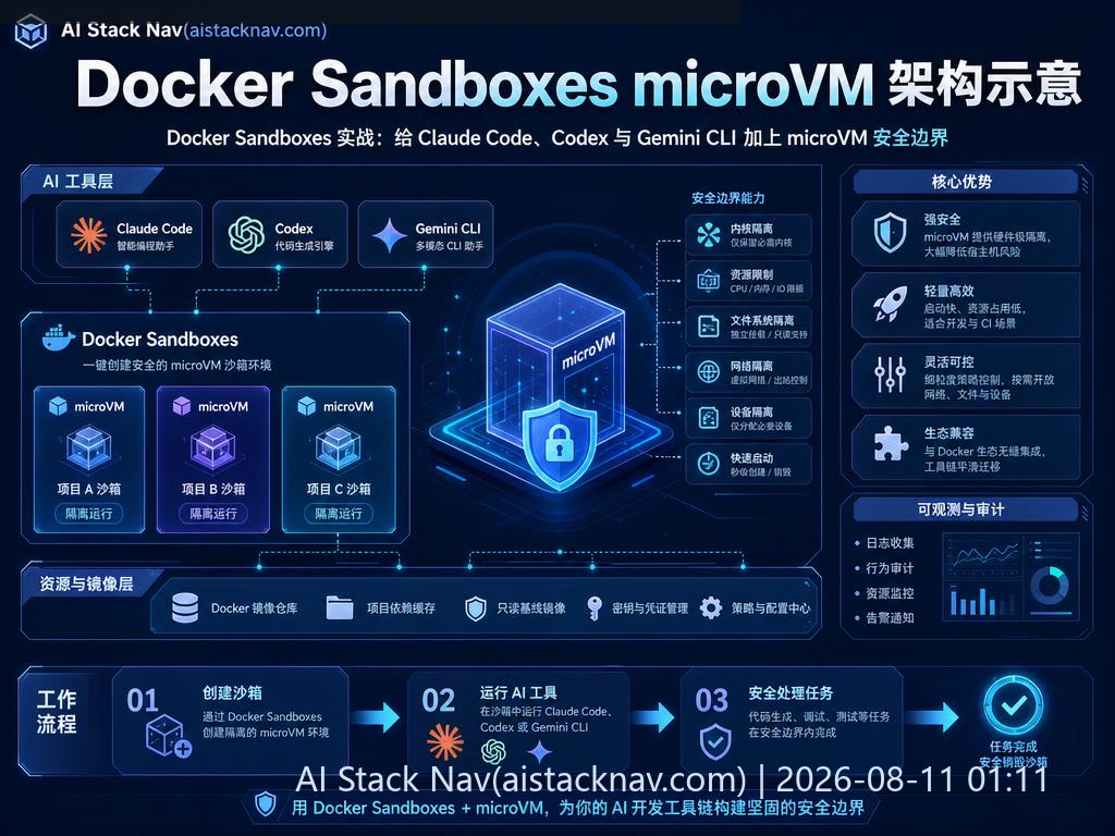 Docker Sandboxes microVM 架构示意图