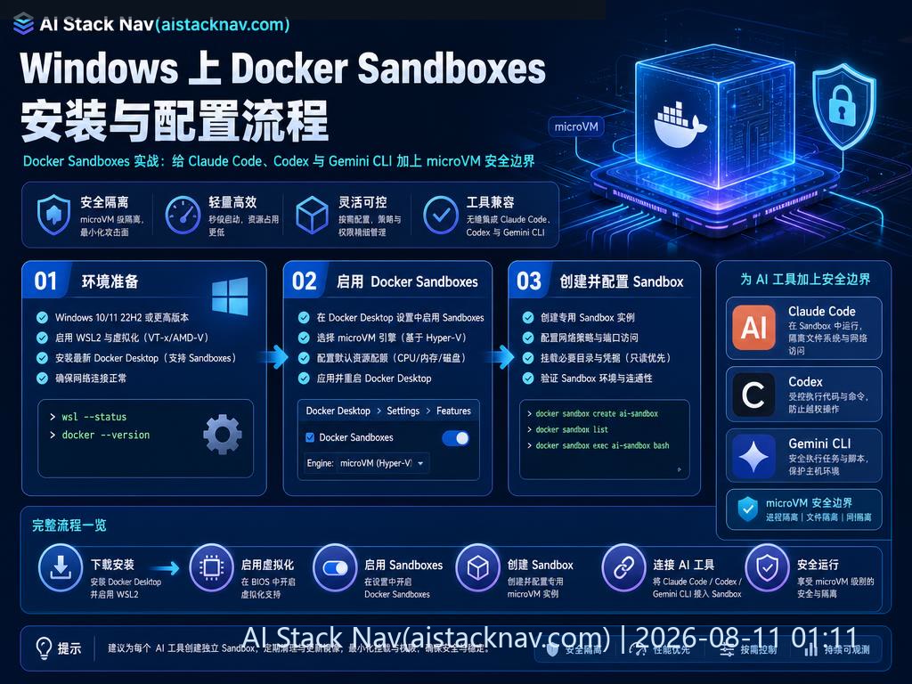 Windows 上 Docker Sandboxes 安装与配置流程