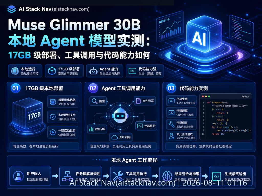 Muse Glimmer 30B 本地 Agent 模型科技感封面