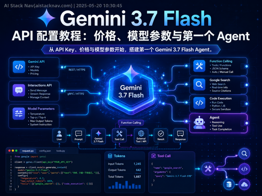 Gemini 3.7 Flash API 配置教程：价格、模型参数与第一个 Agent