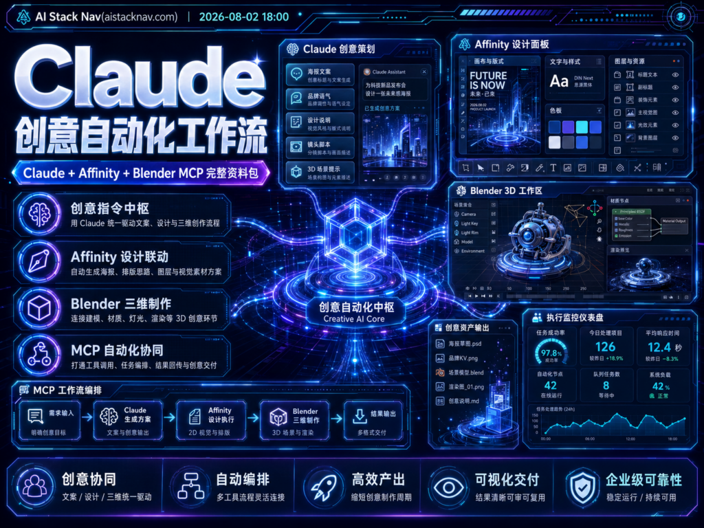 Claude + Affinity + Blender MCP 创意自动化工作流完整资料包