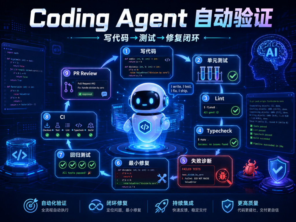 Coding Agent 自动验证写代码测试修复闭环实战教程封面