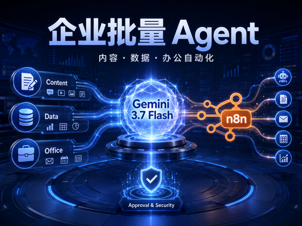 Gemini 3.7 Flash 与 n8n 企业批量 Agent 完整工作流教程封面