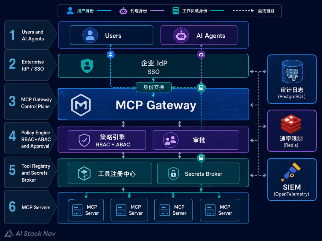 企业 MCP Gateway 六层零信任架构图