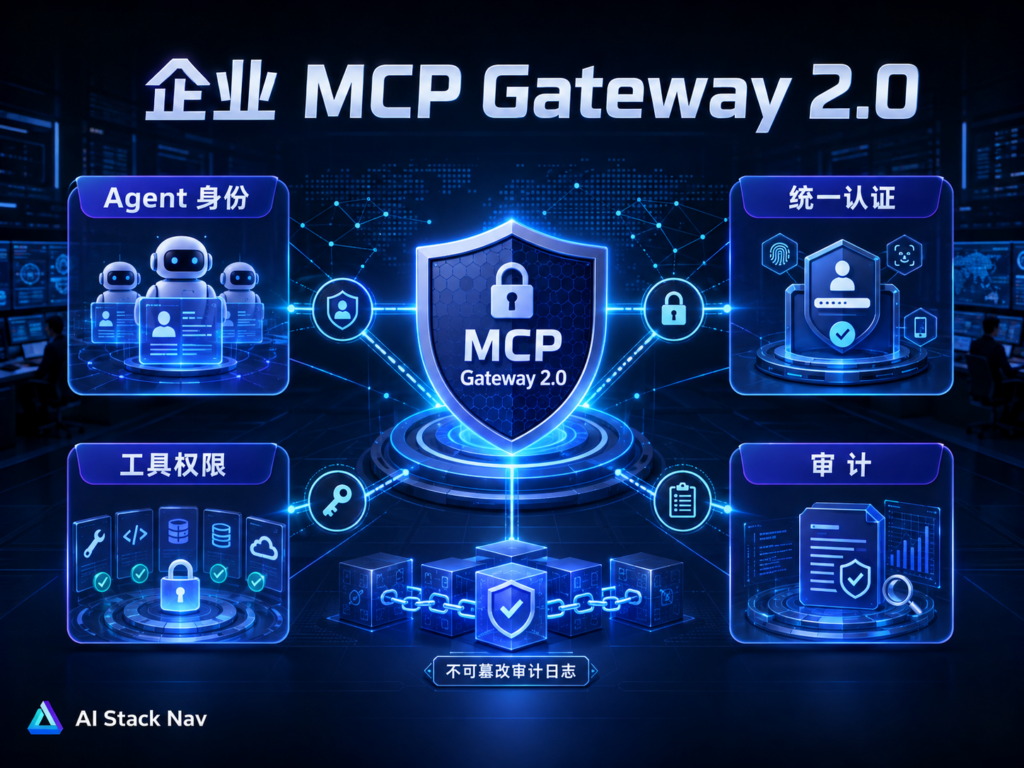 企业 MCP Gateway 2.0 封面，展示 Agent 身份、统一认证、工具权限和审计