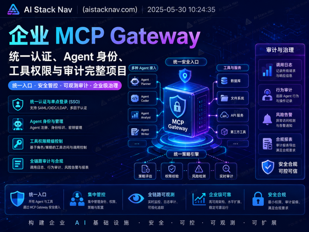 企业 MCP Gateway：统一认证、Agent 身份、工具权限与审计完整项目