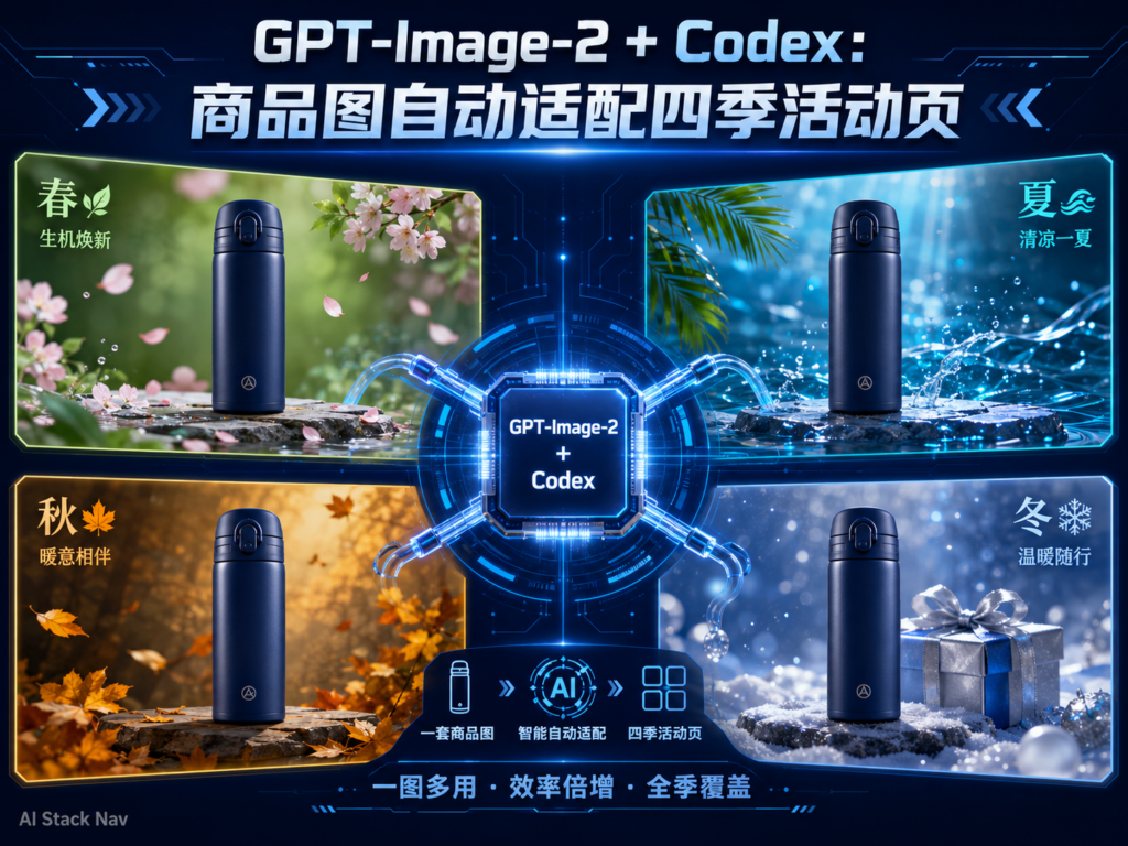 同一商品自动适配春夏秋冬四季活动页视觉矩阵，展示背景主题、响应式版位与审核流程