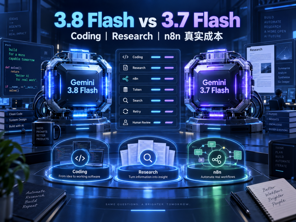 Gemini 3.8与3.7 Flash Coding Research n8n真实成本对比封面