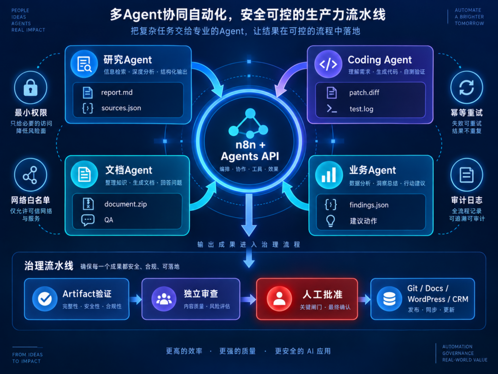OpenAI Agents API与n8n双工作流控制面和Cloud Agent执行面架构图