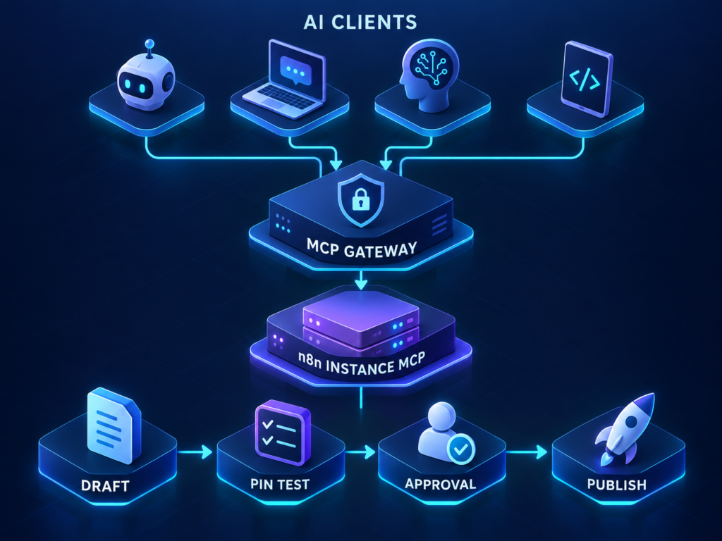AI客户端、MCP Gateway与n8n Workflow草稿测试发布架构