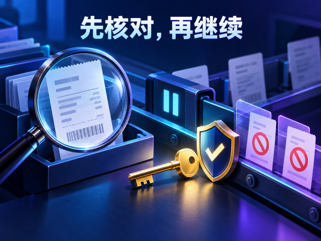 先核对再继续