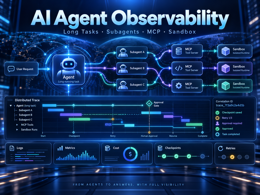 AI Agent Observability 长任务 Subagent MCP Sandbox 全链路追踪架构