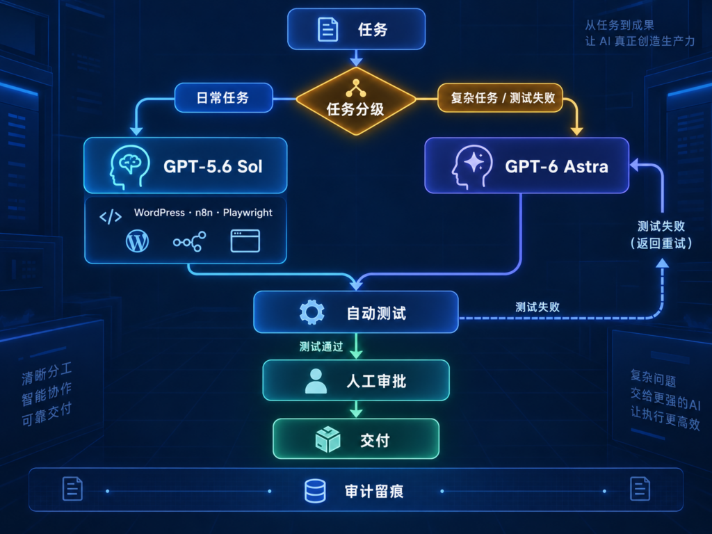 GPT-6 Astra 与 GPT-5.6 Sol WordPress修复n8n开发前端QA对比实测封面