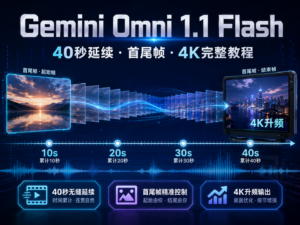 Gemini Omni 1.1 Flash完整教程，展示40秒视频延续、首尾帧和4K输出