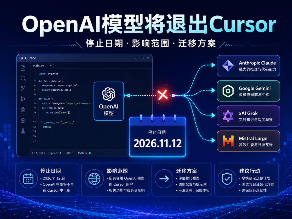 OpenAI 与 Cursor 直接模型合作进入倒计时，用户需要提前完成多模型迁移。