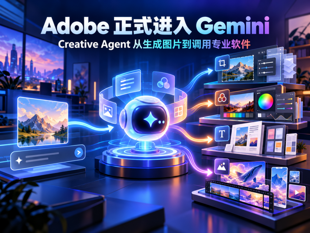 Adobe Creative Agent 在 Gemini 中调用 Photoshop、Lightroom、Express 与 Firefly 专业工具