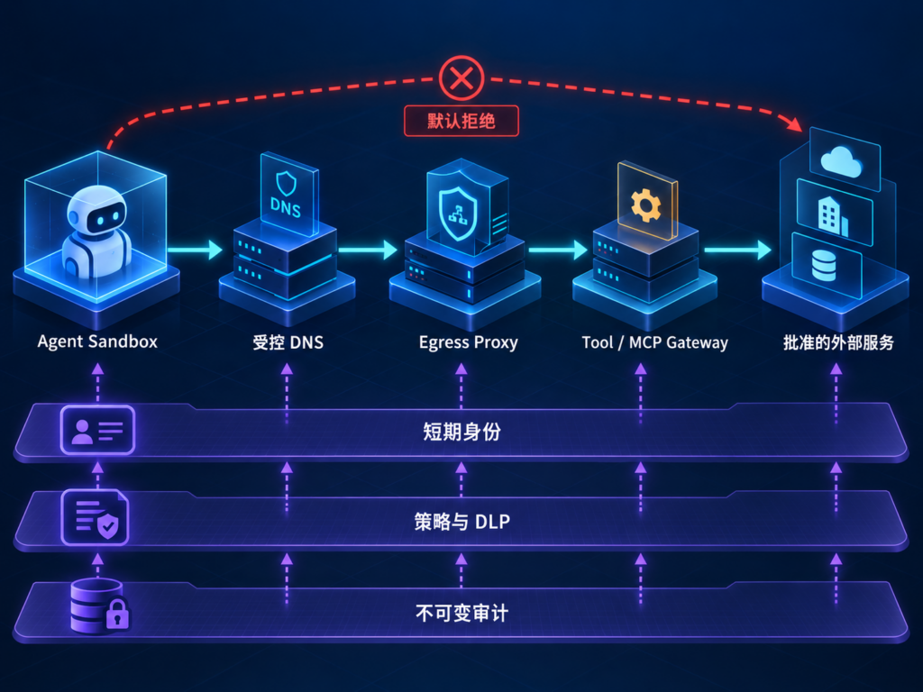 AI Agent 网络出口分层治理架构图