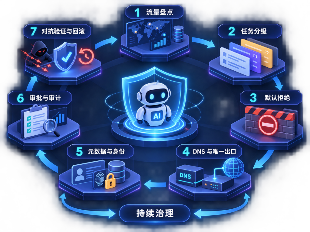 AI Agent Network Egress 十步实施与验证流程图