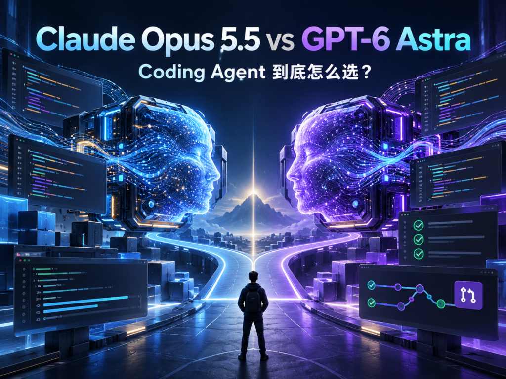 Claude Opus 5.5 与 GPT‑6 Astra Coding Agent 选型对比科技封面