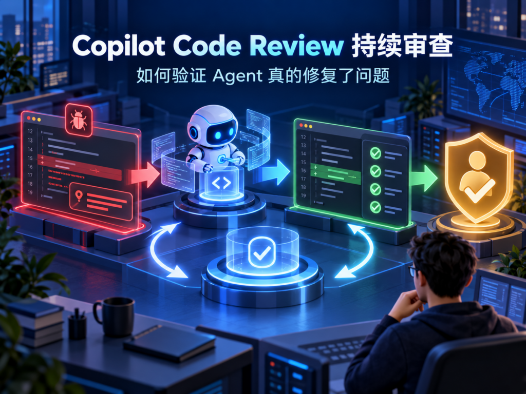 Copilot Code Review持续审查并验证Agent修复的主题图