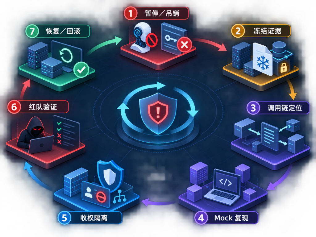 从发现Gemini Agent真实访问到隔离、复现、收权、红队验证和安全恢复的流程图