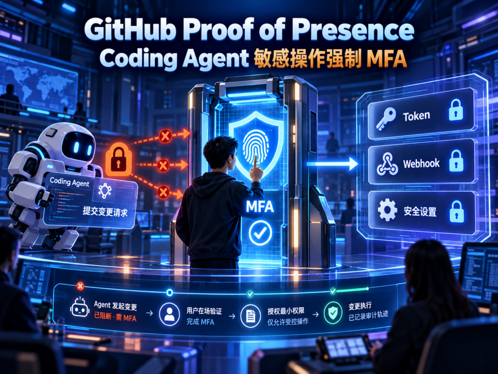 GitHub Proof of Presence 在 Coding Agent 执行 Token、Webhook 和安全设置变更前强制 MFA