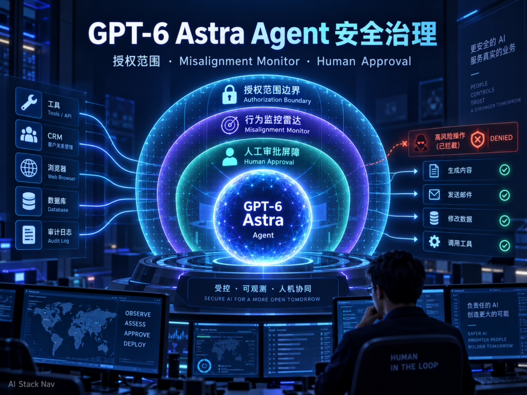 GPT‑6 Astra Agent授权Misalignment Monitor与Human Approval安全治理封面图