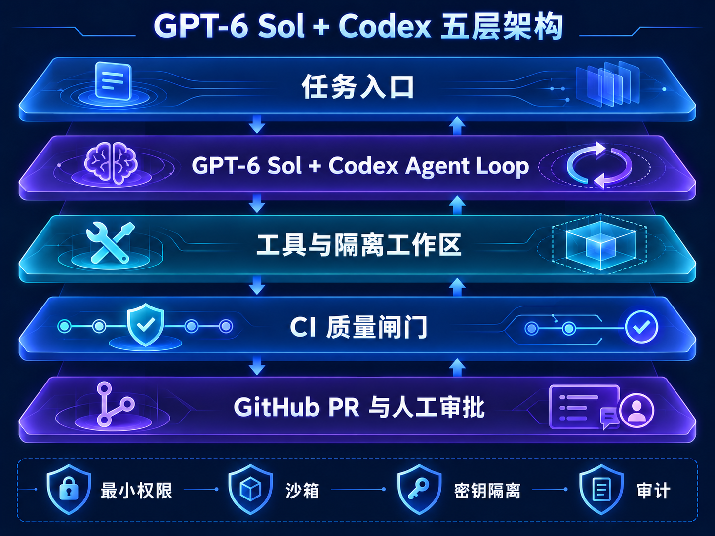 GPT-6 Sol 与 Codex 完整 Coding Agent 技术架构图