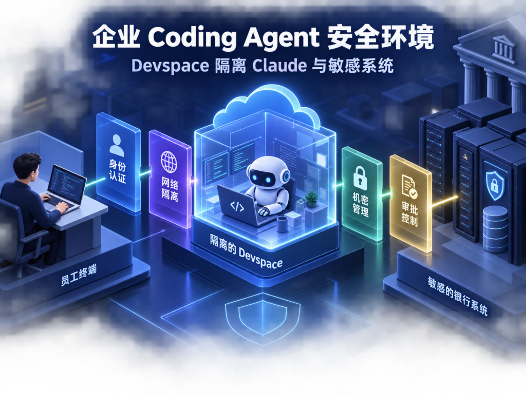 JPMorgan Devspace 企业 Coding Agent 安全隔离概念图