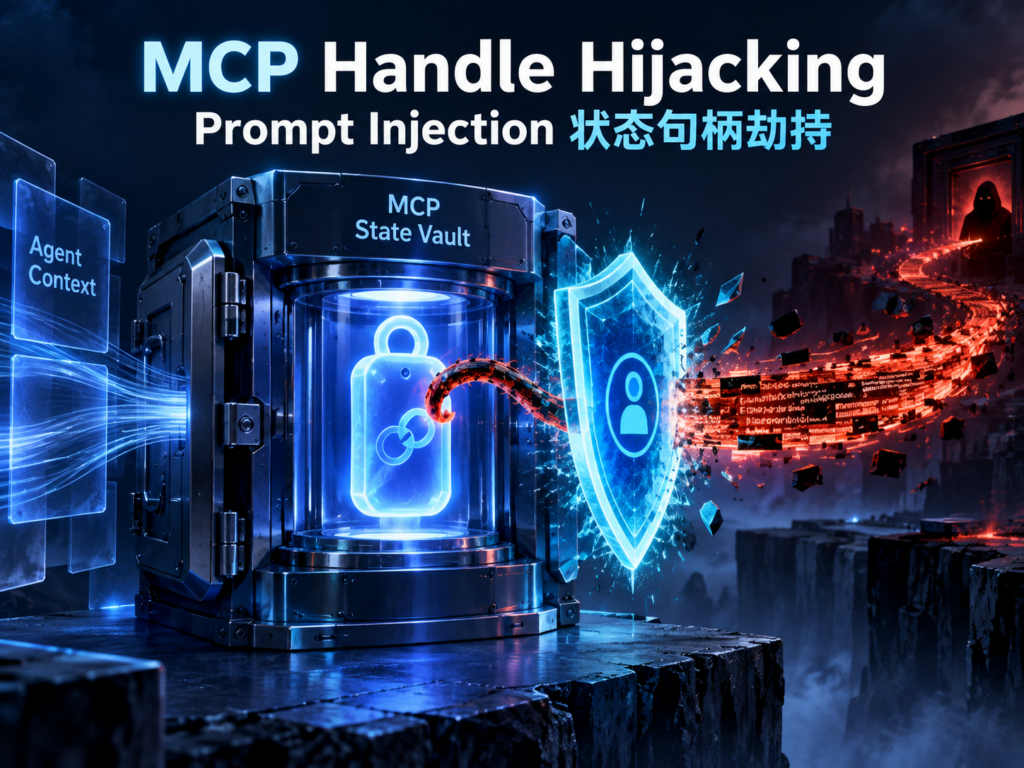 恶意 Prompt Injection 试图窃取 MCP 状态句柄的安全主题插画